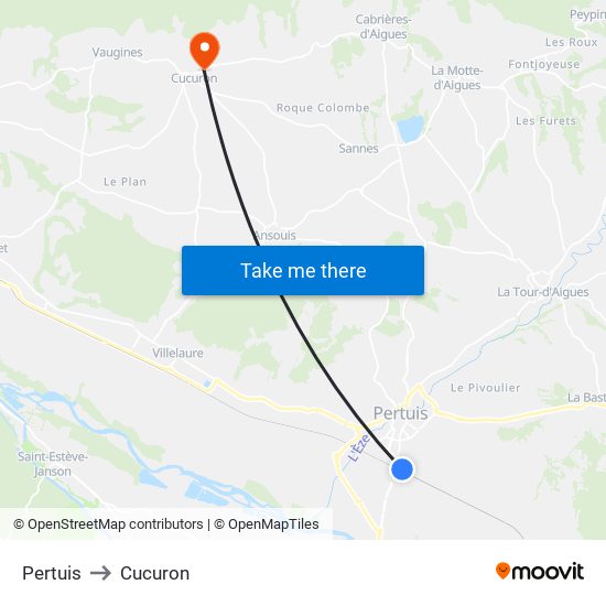 Pertuis to Cucuron map
