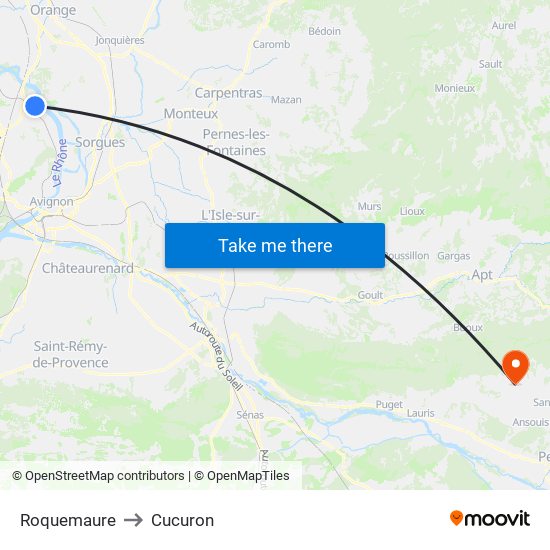 Roquemaure to Cucuron map