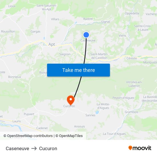 Caseneuve to Cucuron map