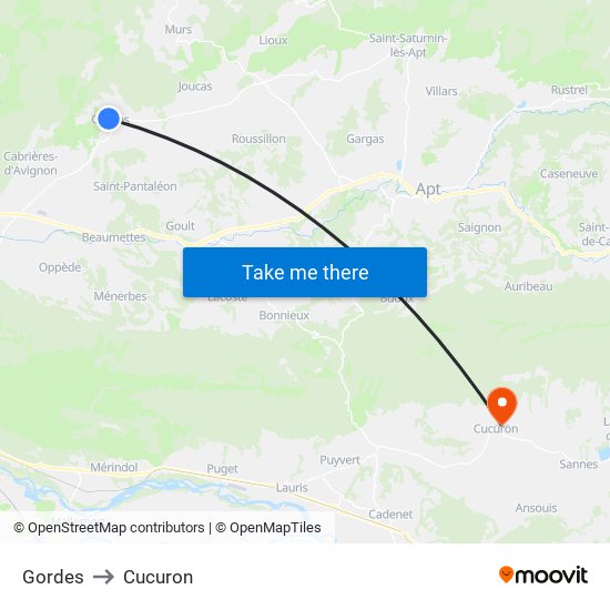 Gordes to Cucuron map