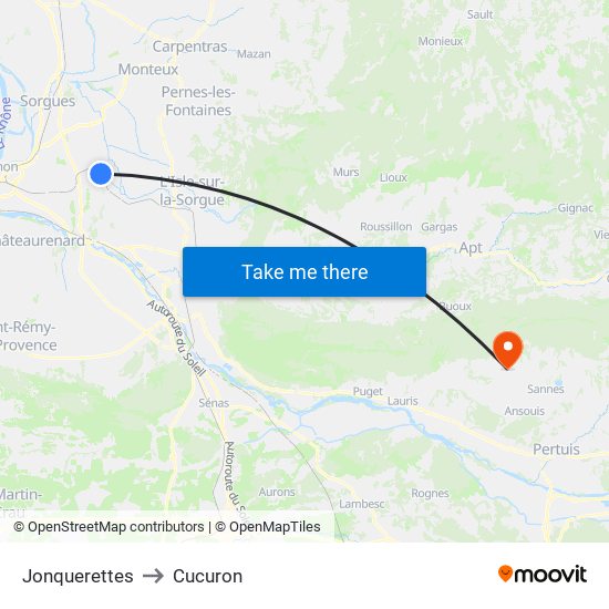 Jonquerettes to Cucuron map