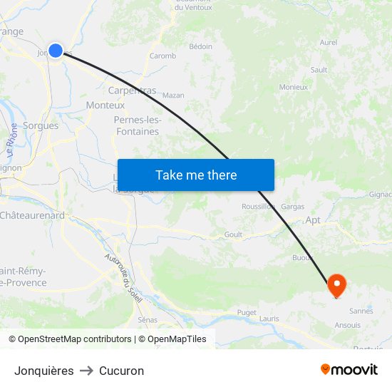 Jonquières to Cucuron map
