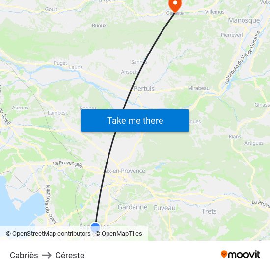 Cabriès to Céreste map