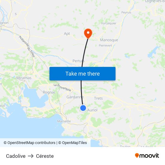 Cadolive to Céreste map