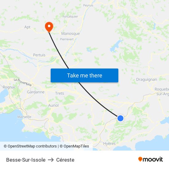 Besse-Sur-Issole to Céreste map