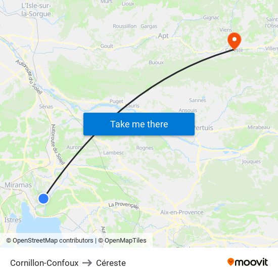 Cornillon-Confoux to Céreste map