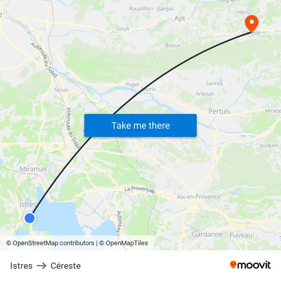 Istres to Céreste map
