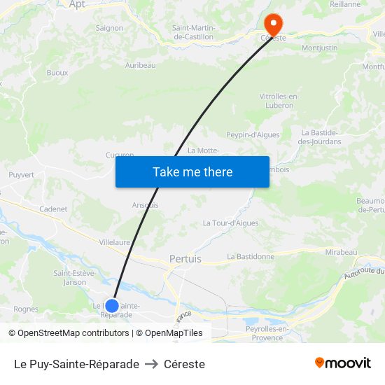 Le Puy-Sainte-Réparade to Céreste map