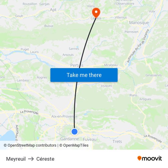 Meyreuil to Céreste map