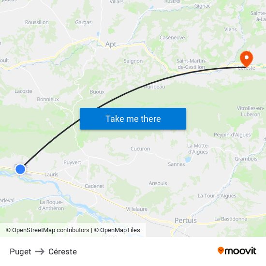 Puget to Céreste map