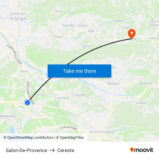 Salon-De-Provence to Céreste map