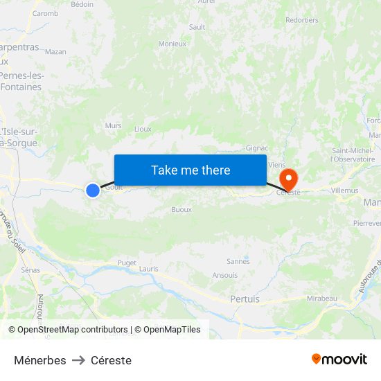 Ménerbes to Céreste map