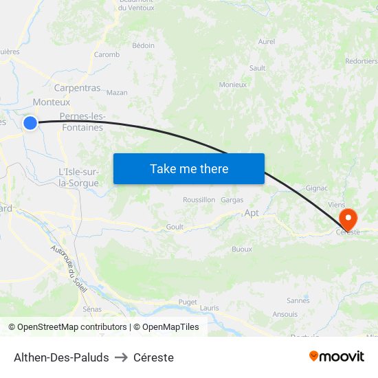 Althen-Des-Paluds to Céreste map