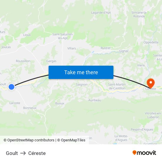 Goult to Céreste map