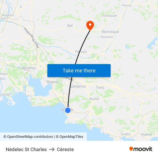 Nédelec St Charles to Céreste map