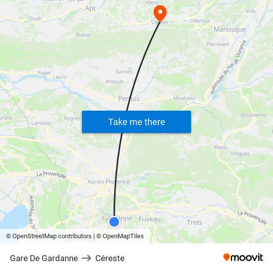 Gare De Gardanne to Céreste map