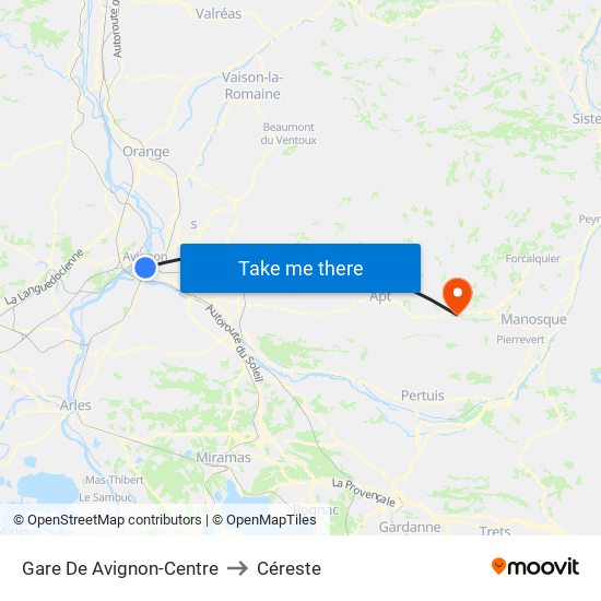 Gare De Avignon-Centre to Céreste map