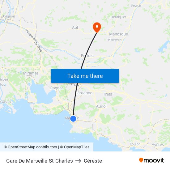 Gare De Marseille-St-Charles to Céreste map