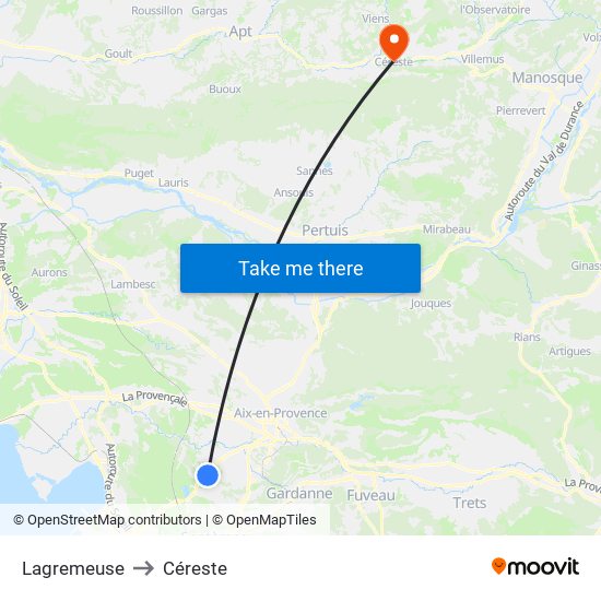 Lagremeuse to Céreste map