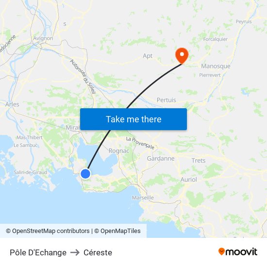 Pôle D'Echange to Céreste map