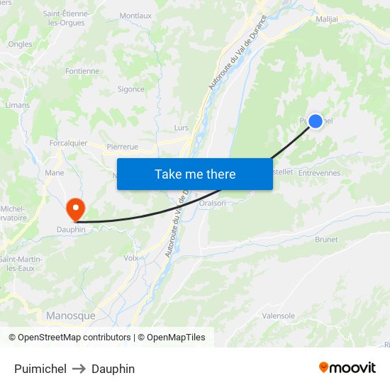 Puimichel to Dauphin map