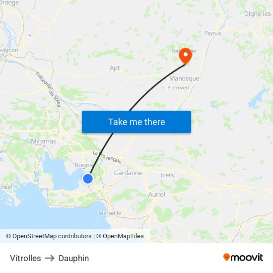 Vitrolles to Dauphin map