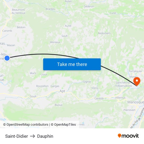 Saint-Didier to Dauphin map