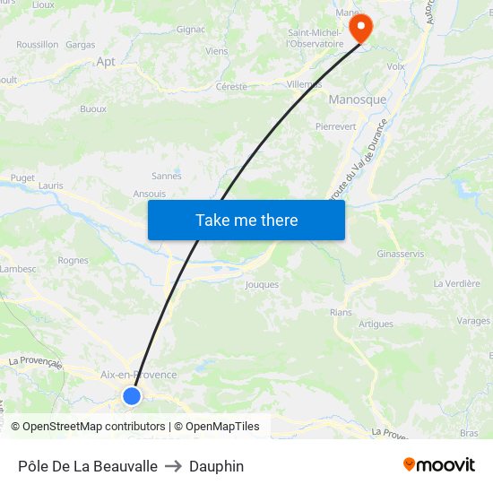 Pôle De La Beauvalle to Dauphin map