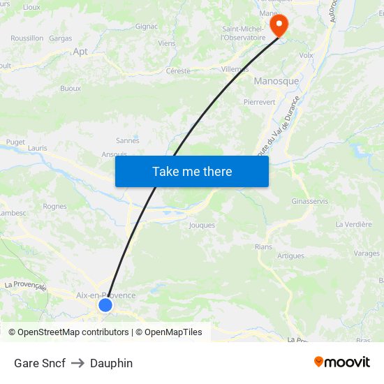 Gare Sncf to Dauphin map