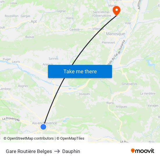 Gare Routière Belges to Dauphin map