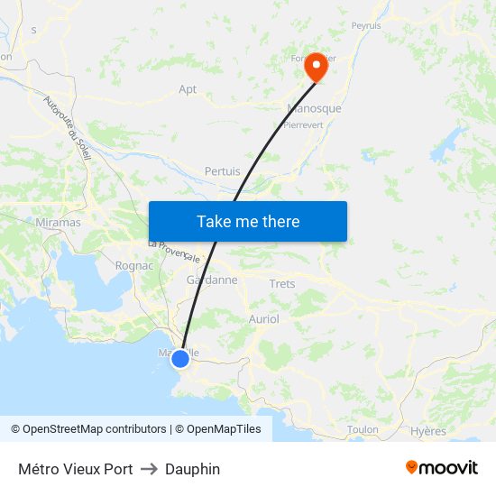 Métro Vieux Port to Dauphin map