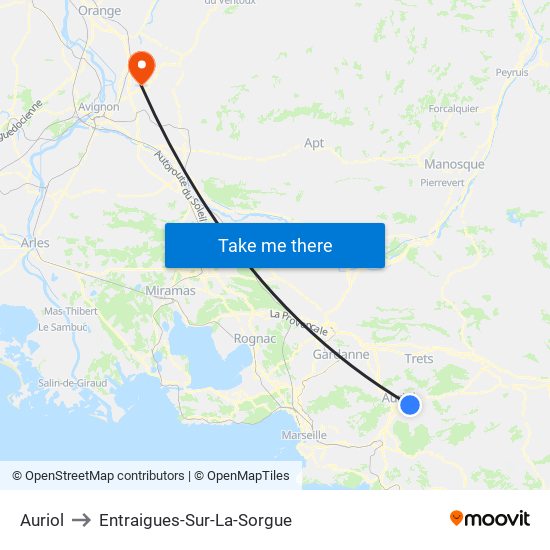 Auriol to Entraigues-Sur-La-Sorgue map