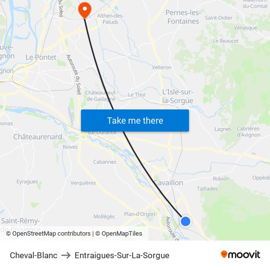 Cheval-Blanc to Entraigues-Sur-La-Sorgue map