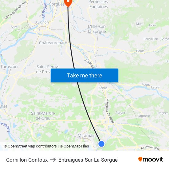 Cornillon-Confoux to Entraigues-Sur-La-Sorgue map