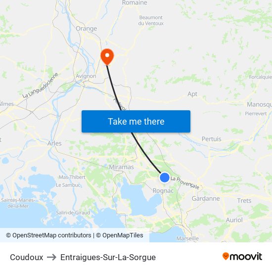 Coudoux to Entraigues-Sur-La-Sorgue map