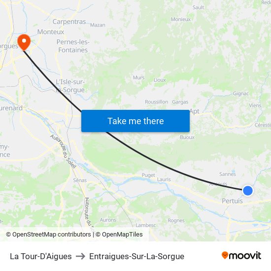 La Tour-D'Aigues to Entraigues-Sur-La-Sorgue map