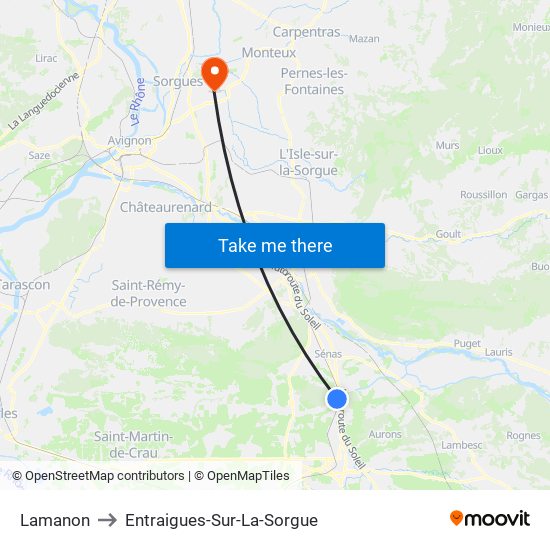 Lamanon to Entraigues-Sur-La-Sorgue map