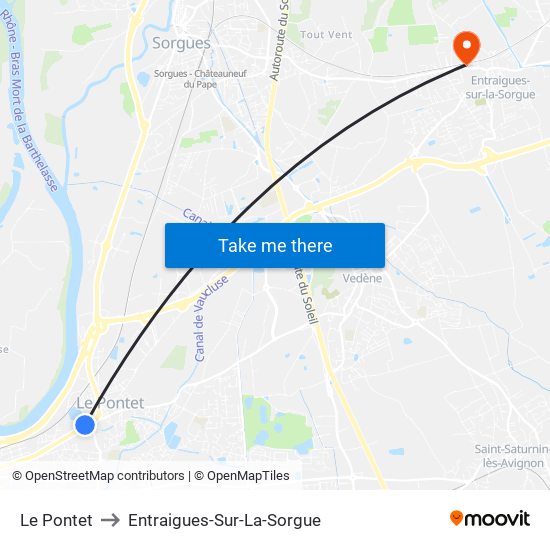 Le Pontet to Entraigues-Sur-La-Sorgue map