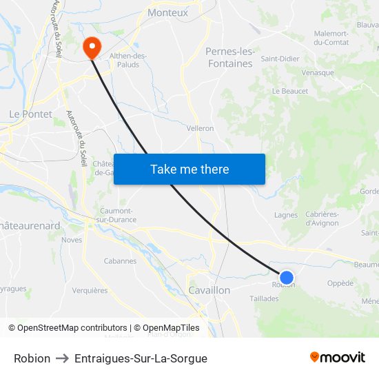 Robion to Entraigues-Sur-La-Sorgue map