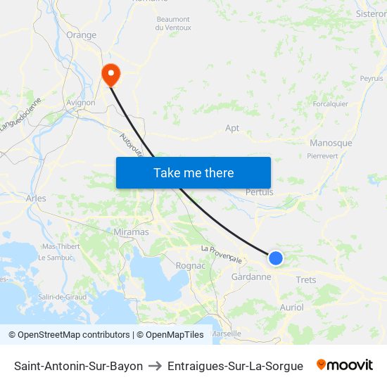 Saint-Antonin-Sur-Bayon to Entraigues-Sur-La-Sorgue map