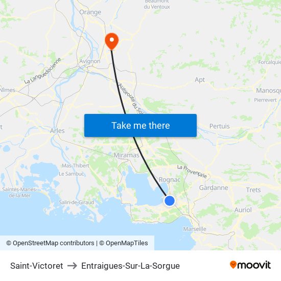 Saint-Victoret to Entraigues-Sur-La-Sorgue map