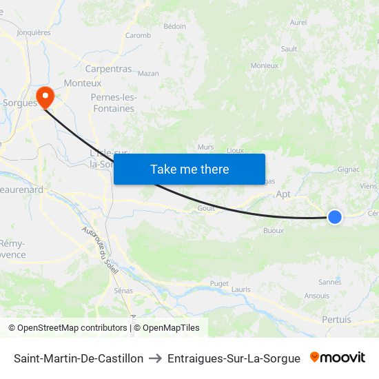 Saint-Martin-De-Castillon to Entraigues-Sur-La-Sorgue map