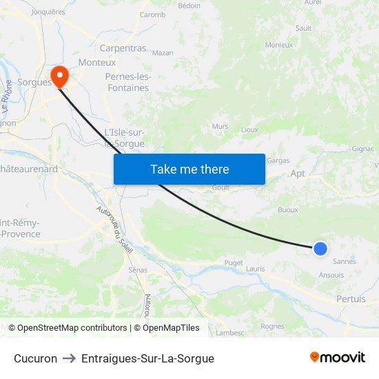 Cucuron to Entraigues-Sur-La-Sorgue map