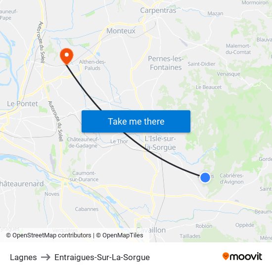 Lagnes to Entraigues-Sur-La-Sorgue map