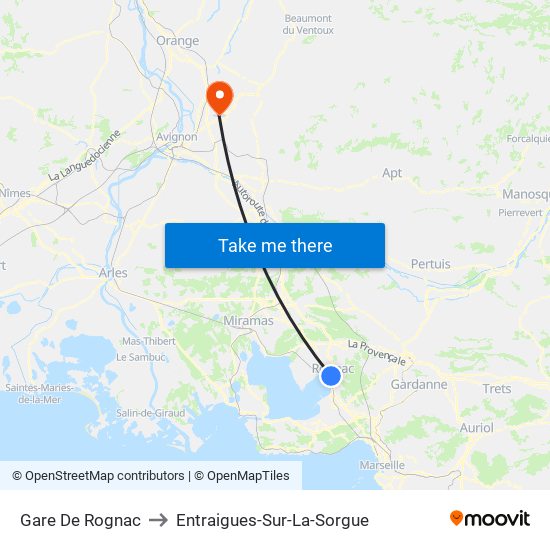 Gare De Rognac to Entraigues-Sur-La-Sorgue map