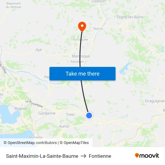 Saint-Maximin-La-Sainte-Baume to Fontienne map