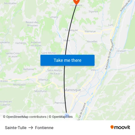 Sainte-Tulle to Fontienne map