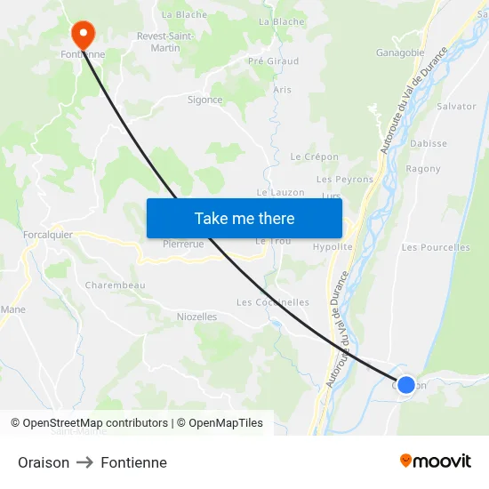 Oraison to Fontienne map