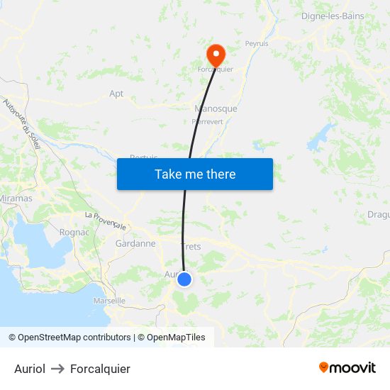 Auriol to Forcalquier map