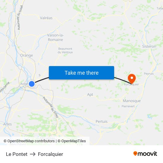 Le Pontet to Forcalquier map